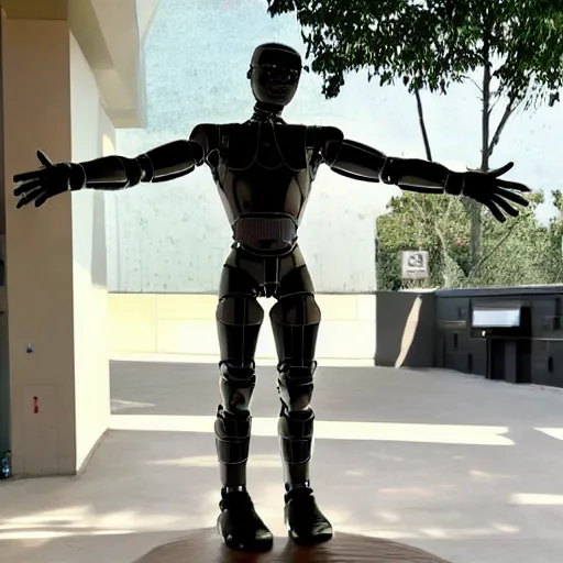 Image similar to a realistic detailed photo of a guy who is an attractive humanoid who is half robot and half humanoid, who is a male android, wrestler nick suriano, shiny skin, posing like a statue, blank stare, by the pool, on display, showing off his muscles, humanoid robot, frozen ice statue