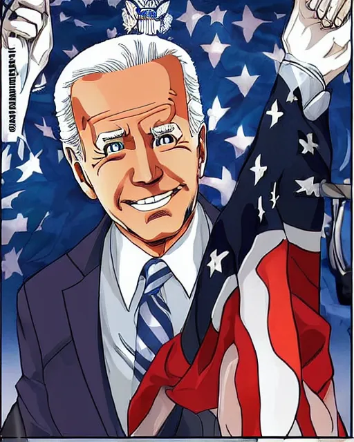 Prompt: Joe Biden shonen manga cover