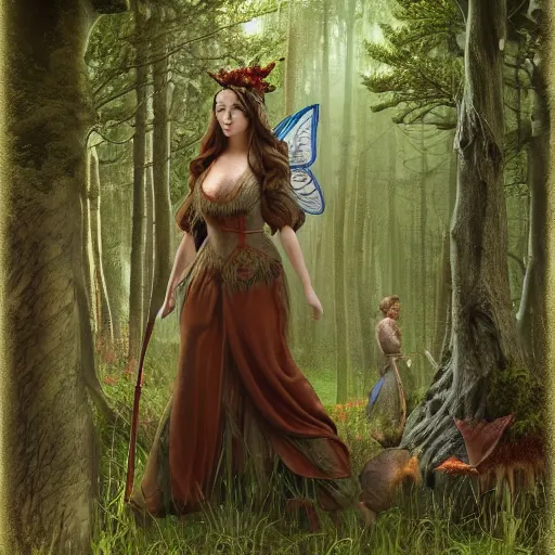 Image similar to fairy tale; forest; goddess of the hunt portrait; Ferdinand Khab; deep woods; warrior woman; archery, Art of Illusion, Artrift, finalRender, Flickr, IMAX, Polycount, r/Art, shadow depth, Sketchfab, Sketchlab, Substance Designer, VRay; trending on r/deepdream; AppGameKit, recursive ray tracing; volumetric lighting; ambient occlusion, Hyper detailed digital matte painting, concept art, hyperrealism, Cinema 4D, 8k resolution, 64 megapixels, bokeh, CGSociety, ZBrush Central, behance HD, hypermaximalist, a masterpiece, 4K, Ukiyo-e, film noir, neon, beautiful, deep colors, bright, amazing, gorgeous, wonderful, great, marvelous, fantastic, magnificent, excellent, fabulous, lovely, astonishing, outstanding, splendid, glorious, mist, by Gustav Klimt and Gustave Doré,