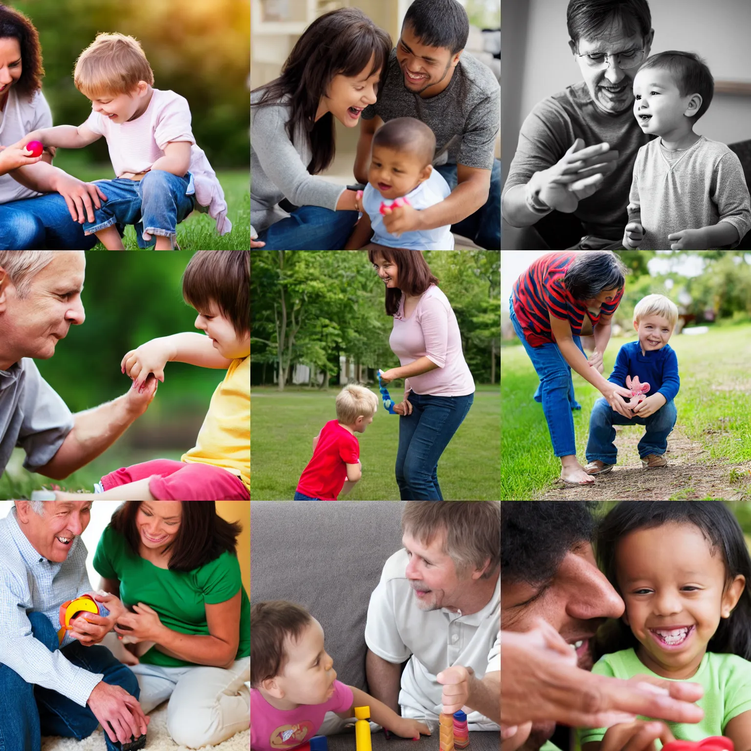 Prompt: parent playing with the kid