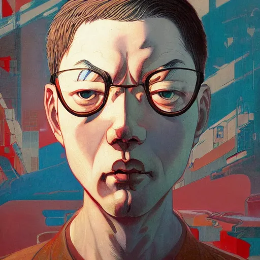 Prompt: prompt : soviet doomer portrait soft light painted by james jean and katsuhiro otomo and erik jones, inspired by akira anime, smooth face feature, intricate oil painting, high detail illustration, sharp high detail, manga and anime 1 9 9 9