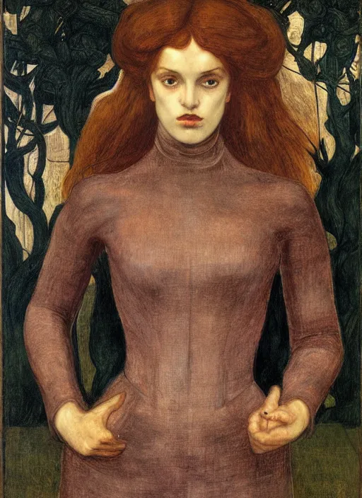 Image similar to a portrait of a robot cyborg by Dante Gabriel Rossetti, pre-raphaelite style