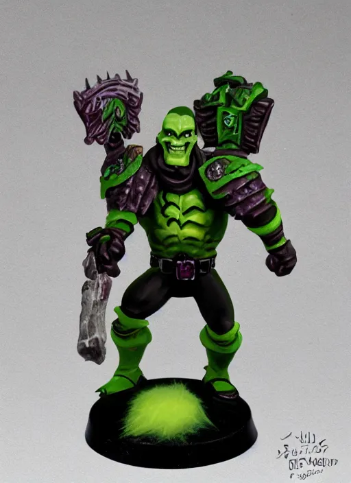 Prompt: Shego, Professionally Painted tabletop miniature, tabletop gaming, warhammer, 40k, D&D, Dungeons and Dragons, Reaper Miniatures, Games Workshop, professional photography, product photography, official media