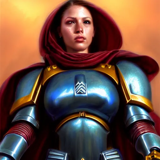 Image similar to sister of steel space marine by donato giancola, fantasy, photorealistic, octane render, unreal engine, dynamic lighting, cute face, beautiful girl, beautiful, wlop, cute, perfect factions, perfect woman, trending on artstation, poster, volumetric lighting, very detailed faces, 4 k, award winning