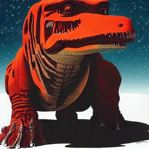 Prompt: tyrannosaurus rex as a truck in the style of star wars