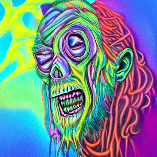 Image similar to pastel psychedelic monster hyperrealism