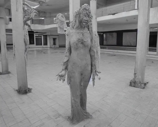 Image similar to camera footage of a several weeping angels, False Human Features, Phasing through walls and floor in an abandoned shopping mall, Psychic Mind flayer, Terrifying, Insanity :7 , high exposure, dark, monochrome, camera, grainy, CCTV, security camera footage, timestamp, zoomed in, Feral, fish-eye lens, Fast, Radiation Mutated, Nightmare Fuel, Ancient Evil, No Escape, Motion Blur, horrifying, lunging at camera :4 bloody dead body, blood on floors, windows and walls :5