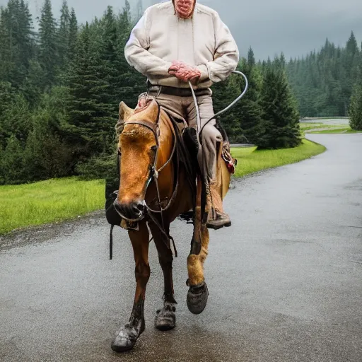 Image similar to portrait of an elderly man riding a fantastical creature, canon eos r 3, f / 1. 4, iso 2 0 0, 1 / 1 6 0 s, 8 k, raw, unedited, symmetrical balance, wide angle