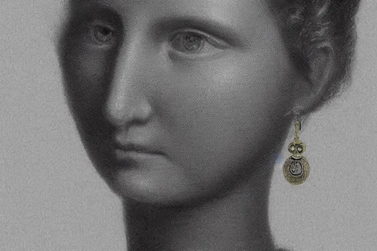 Image similar to portrait of a female, closeup of neck, wearing a neckless with Saturn as the pendant