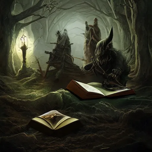 Image similar to illustration of a dark magic book, realistic painting, high definition, digital art, matte painting, very detailed, realistic