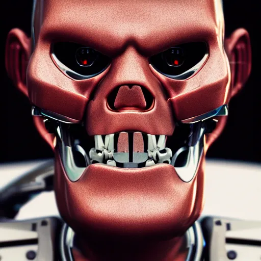 Image similar to photo of a smiling terminator, ultra realistic details, octane render, 8 k