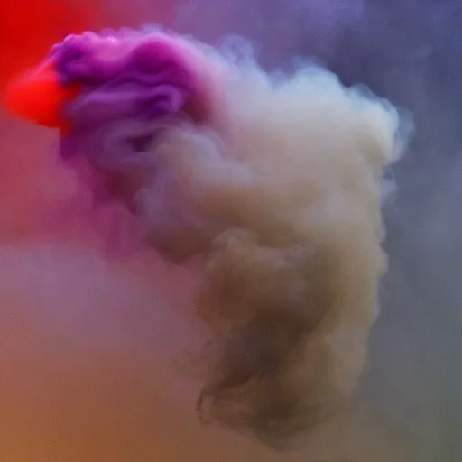 Image similar to multi color smoke, one smoke is the shape of a small ( outstretched ribbed wings and head of an ancient dragon ), billowy, hdr, 8 k, 4 k