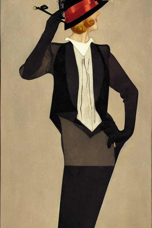 Image similar to a oil painting depicting a Jazz Age high society figure, 1920s style, smooth, highly detailed, high contrast, Coles Phillips, Dean Cornwell, JC Leyendecker, 8K