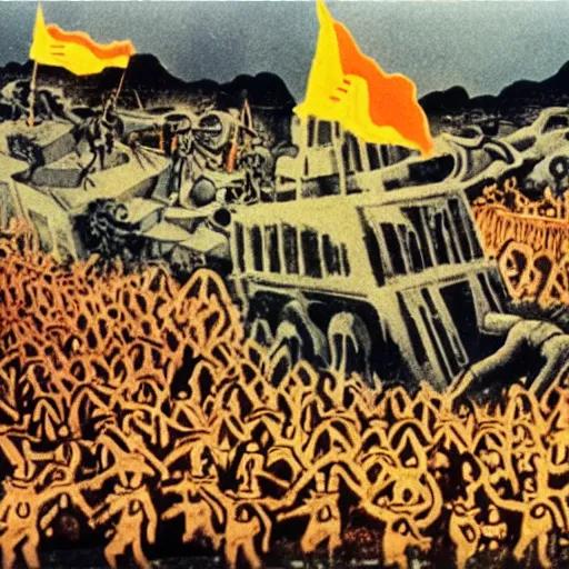 Image similar to fall of saigon by otto dix, claymation