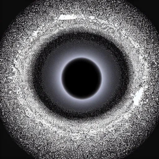 Prompt: earth getting sucked into a black hole, exploding debris form beautiful patterns