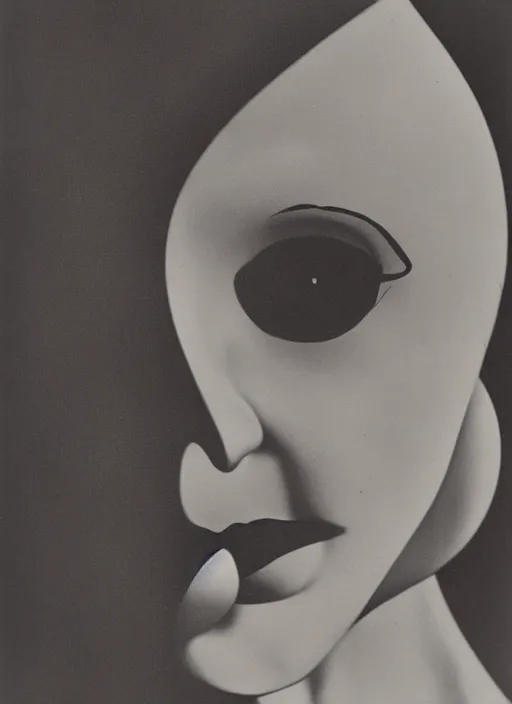 Image similar to Portrait of a cyclops girl, surreal photography by Man Ray