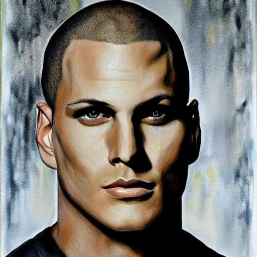 Prompt: portrait of michael scofield from prison break, beautiful matter painting, extremely detailed.