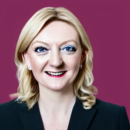 Prompt: A portrait of Liz Truss as a reptilian, snake eyes, slit pupils, scales, human-animal hybrid, hyperrealistic, photorealistic, f 1.8