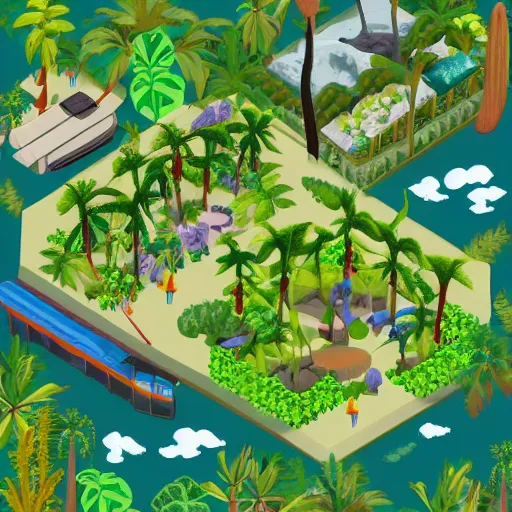 Prompt: tropical forest in realistic style. isometric view