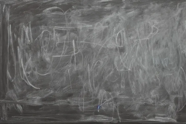 Image similar to large scale chalkboard painting by cy twombly, sparse brush strokes, high resolution art scan, well lit