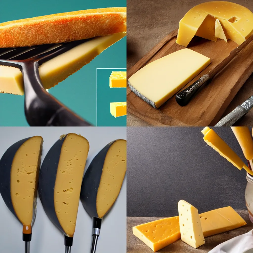 Prompt: a golf club made of cheese