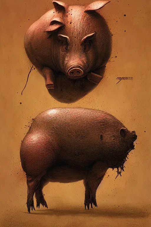 Image similar to pig machine by giger, zdzisław beksinski, greg rutkowski, maxim verehin