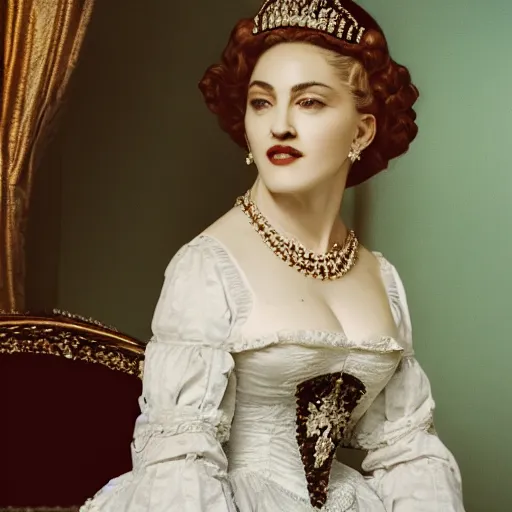 Image similar to portrait of madonna as a royal lady of victorian era, ultra realistic, canon 3 5 mm photography