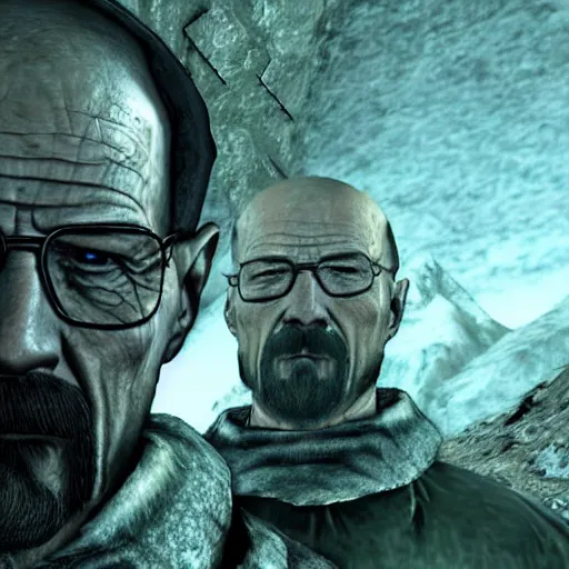 Image similar to walter white heisenberg in skyrim,