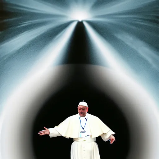 Prompt: the pope emerging from a black hole