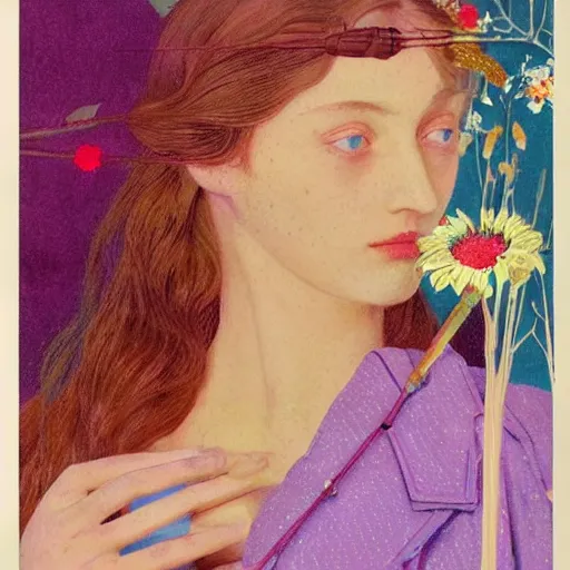 Image similar to a lot of flowers morphing in a beautiful girls face, film still by wes anderson, depicted by balthus, limited color palette, very intricate, art nouveau, highly detailed, lights by hopper, soft pastel colors, minimalist