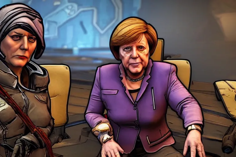 Image similar to angela merkel as character in Borderlands 3