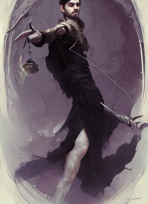 Image similar to character concept portrait of an attractive young Spanish wizard conjuring a death spell, a floating iridescent spell book in the center, intricate, elegant, digital painting, concept art, smooth, sharp focus, illustration, from Metal Gear, by Ruan Jia and Mandy Jurgens and William-Adolphe Bouguereau, Artgerm