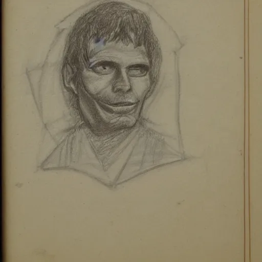 Prompt: portrait of a smug looking Lucifer, scribble with pencil on Parchment