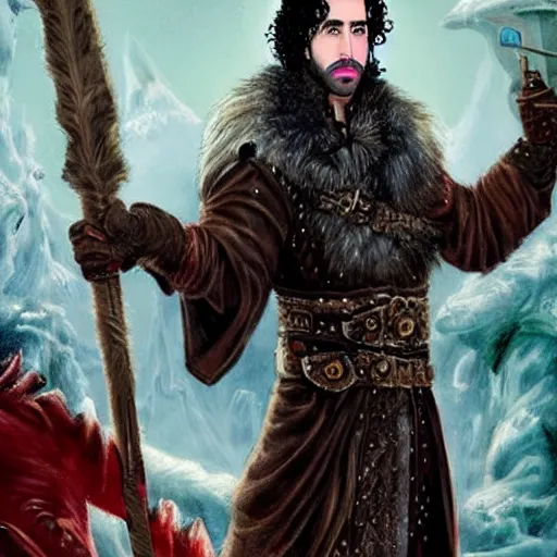 Prompt: epic d & d portrait of sacha baron cohen as john snow, gorgeous masterpiece art