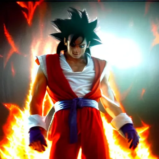 Prompt: still of michael jackson playing goku in the movie ( dragon ball evolution ), 4 k