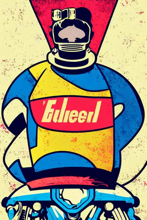 Image similar to fallout 7 6 retro futurist illustration art by butcher billy, sticker, colorful, illustration, highly detailed, simple, smooth and clean vector curves, no jagged lines, vector art, smooth andy warhol style