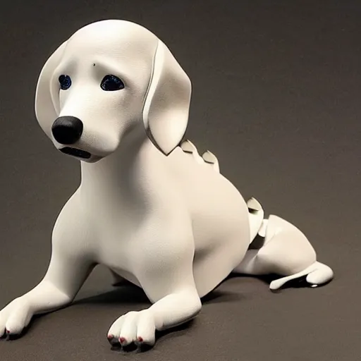 Prompt: a beatiful and elegant android dog with a beautiful, intriicate, detailed, elegant, ornate exoskeleton