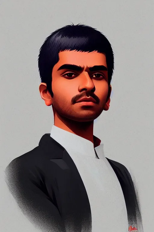 Prompt: portrait of an indian man by ilya kuvshinov trending on artstation, anime, award winning digital art, very very very very cute