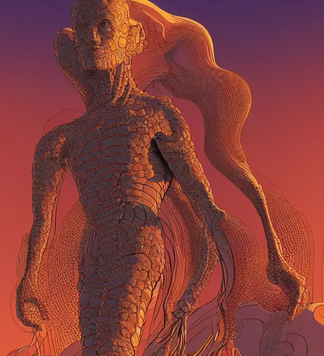 Prompt: an a. i god in the flesh in the style of jean giraud in the style of moebius trending on artstation deviantart pinterest detailed realistic hd 8 k high resolution