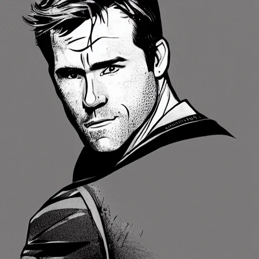 Prompt: Ryan Reynolds as Dexter, concept art, sharp focus, illustration in pen an ink