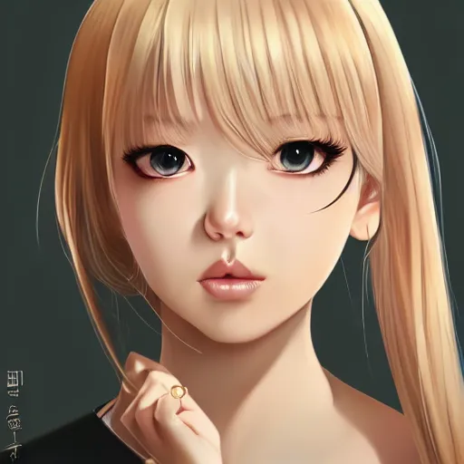 Image similar to realistic beautiful gorgeous natural cute Blackpink Lalisa Manoban blonde hair cute fur blonde cat ears in virgin killer outfit golden eyes artwork drawn full HD 4K highest quality in artstyle by professional artists WLOP, Taejune Kim, Guweiz, ArtGerm on Artstation Pixiv