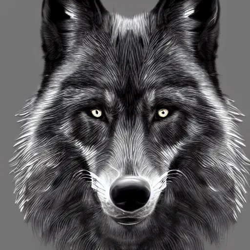 Image similar to black wolf portrait, digital painting, artstation, award winning