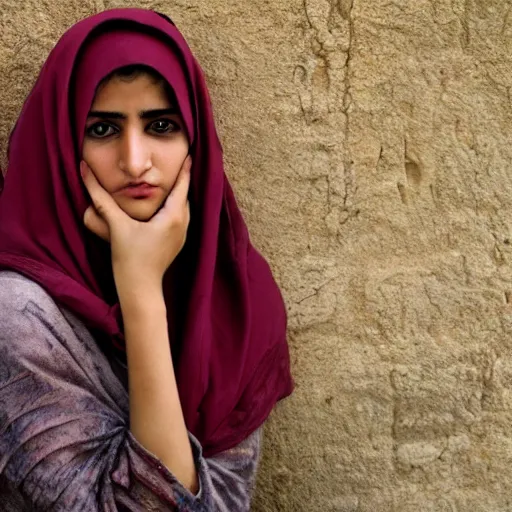 Image similar to Iranian girl, photo by Steve McCurry, 4k, ultra realistic