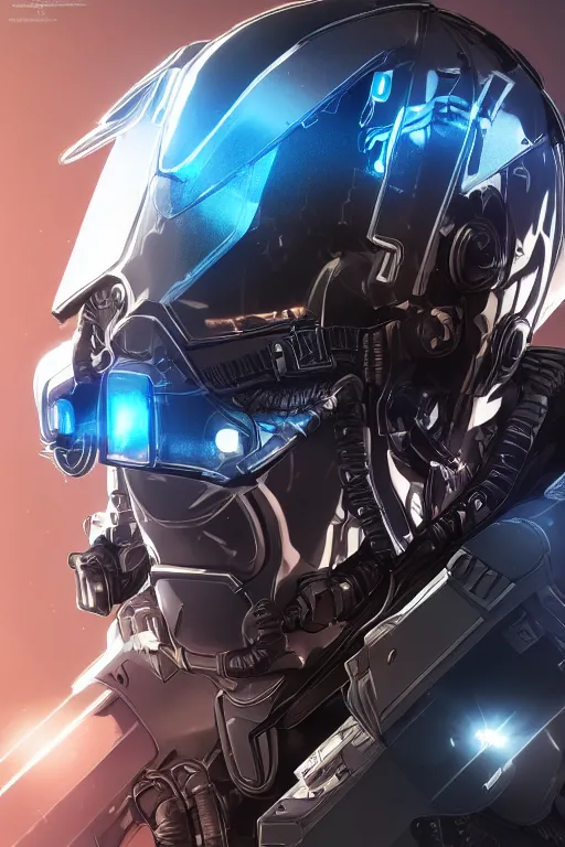 Image similar to cyber cyborg ninja mask helmet metal gear solid artic suit swat commando, global illumination ray tracing hdr fanart arstation by sung choi and eric pfeiffer and gabriel garza and casper konefal, a spectacular view cinematic rays of sunlight comic book illustration, by john kirby