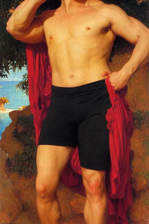 Image similar to portrait of rock hudson flexing his muscles, victor Nizovtsev, bouguereau