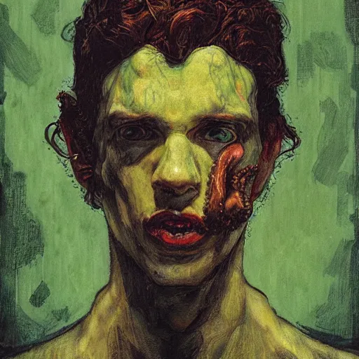 Prompt: portrait of cthulhu by greg rutkowski in the style of egon schiele