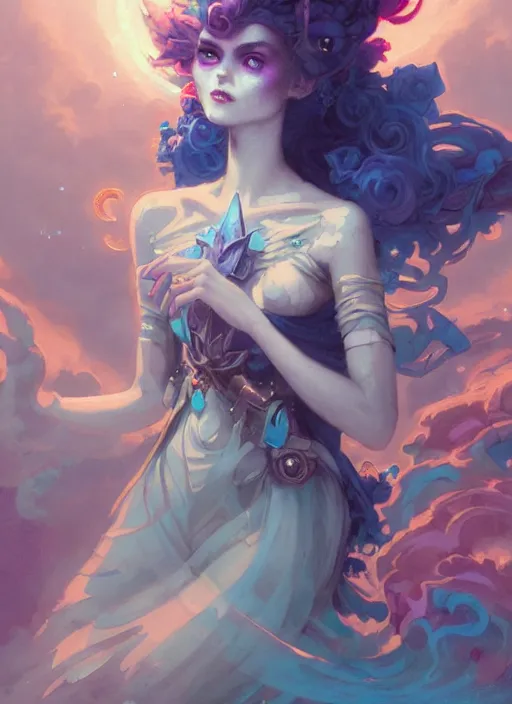 Prompt: close up picture of an maximalist dress magical girl, neat hair, extremely beautiful and aesthetic and detailed cute face and eyes, wipe out evils with cute familiar sprites, chiaroscuro, intricate, masterpiece, fantasy illustrations by peter mohrbacher and anato finnstark and jeremy lipking