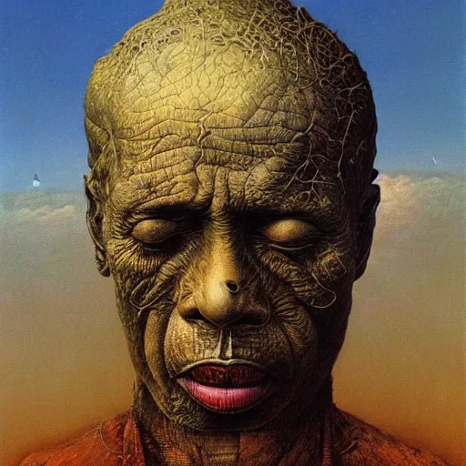 Image similar to mi khalifa painted by beksinski highly detailed