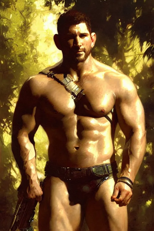 Image similar to chris redfield, painting by gaston bussiere, craig mullins, j. c. leyendecker, tom of finland