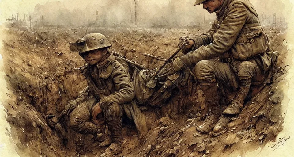 Prompt: (((((a muddy WWI trench))))) by Jean-Baptiste Monge!!!!!!!!!!!!!!!!!!!!!!!!!!!